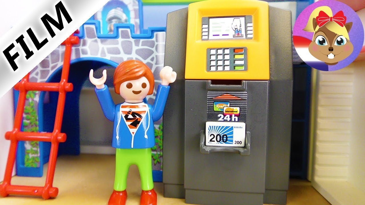 Playmobil video Nederlands - JULIAN’S GELDAUTOMAAT VOOR THUIS! ZAKGELD OPKRIKKEN - Familie Vogel