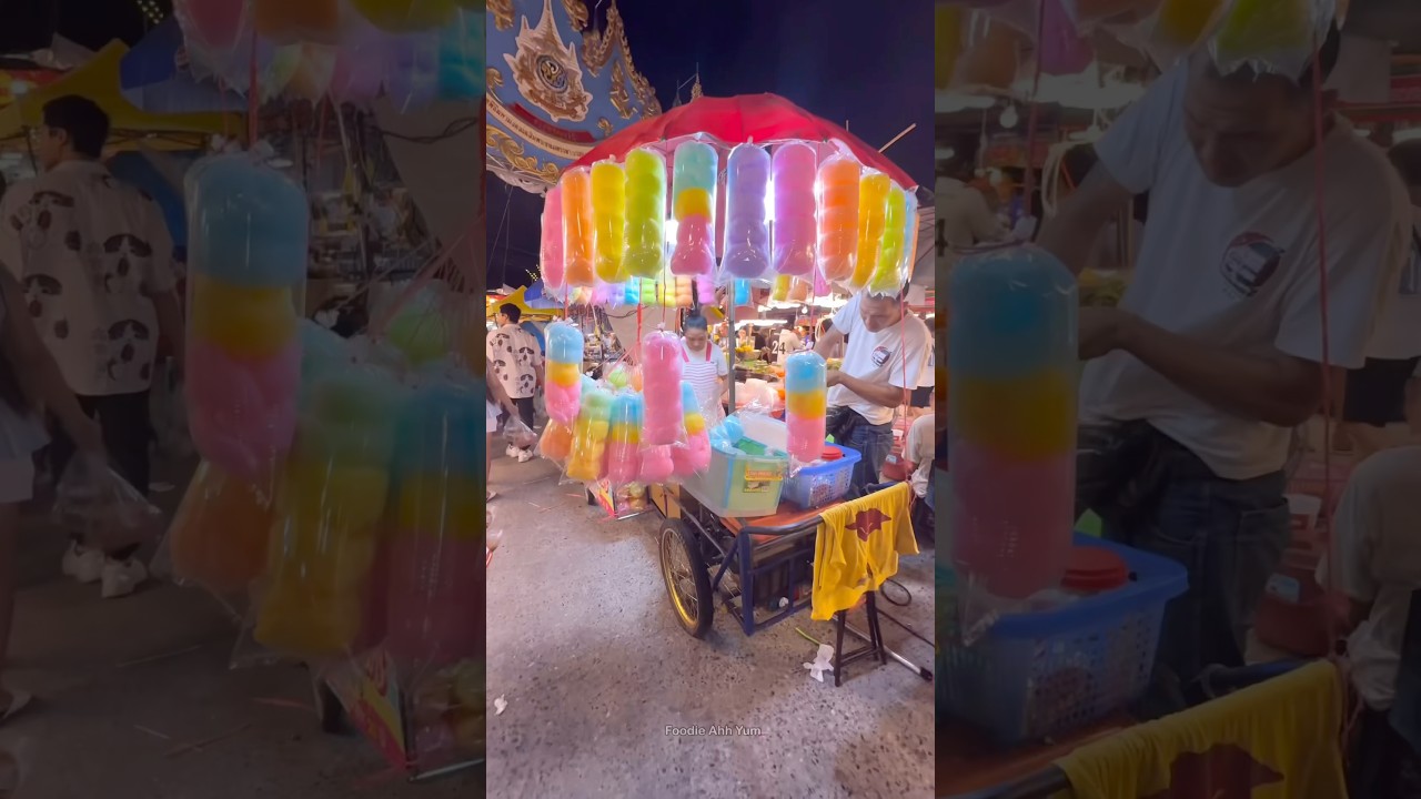 Amazing Cotton Candy Rainbow in Thailand -Thai Street Food