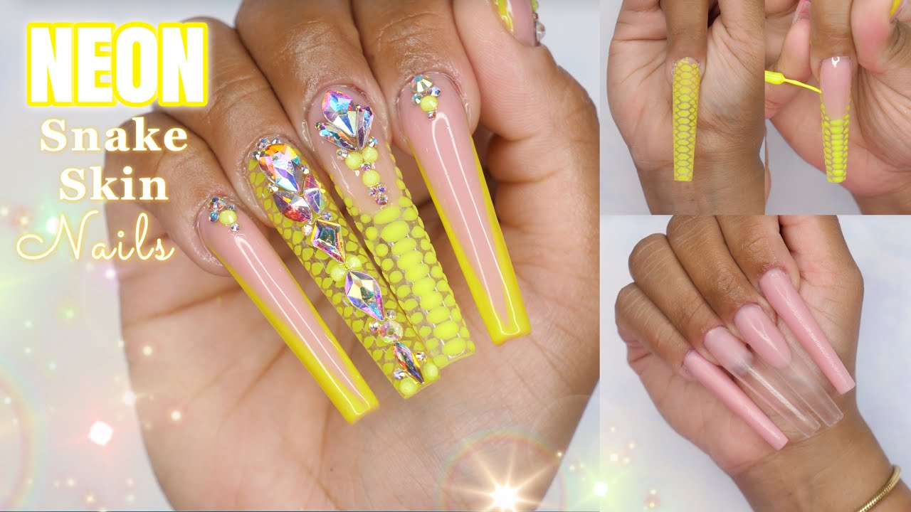 NEON Snake Skin nails 🐍 | Summer 🌞 Nails | Builder Gel Nails Tutorial | LGNPro System