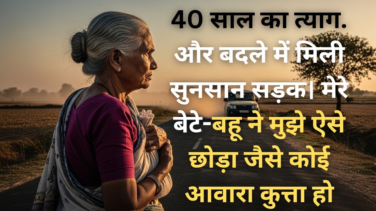 गाड़ी रुकी। मेरे बेटे ने दरवाज़ा खोला और कहा - माँ, यहाँ उतर जाओ
