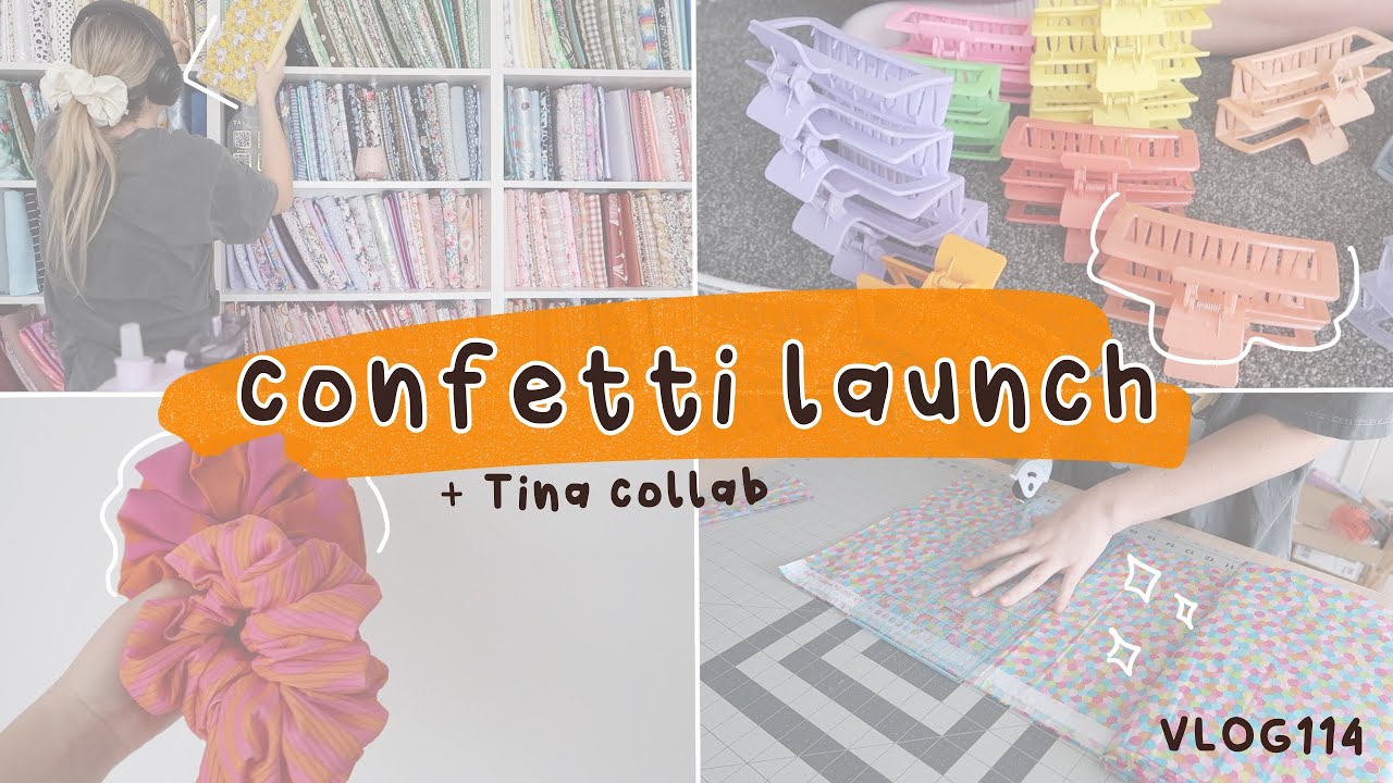 november confetti launch + collab with XXL scrunchies Tina! hair claws, scrunchies | studio vlog 114