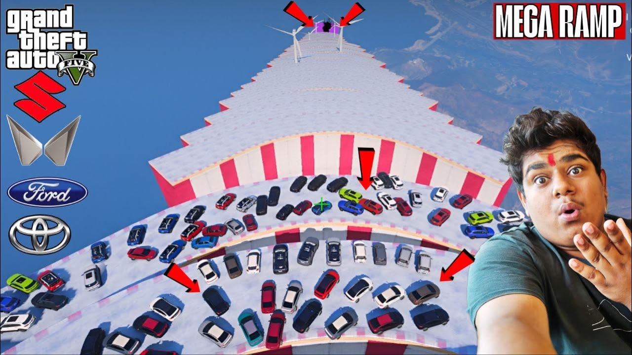 GTA 5 : MEGA RAMP INDIAN CARS JUMPING CHALLENGE | GTA V MODS