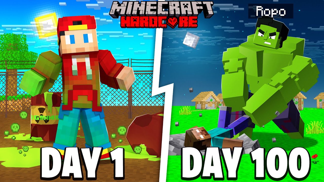 Я выжил 100 дней в Minecraft, играя за НЕВЕРОЯТНОГО ХАЛКА...