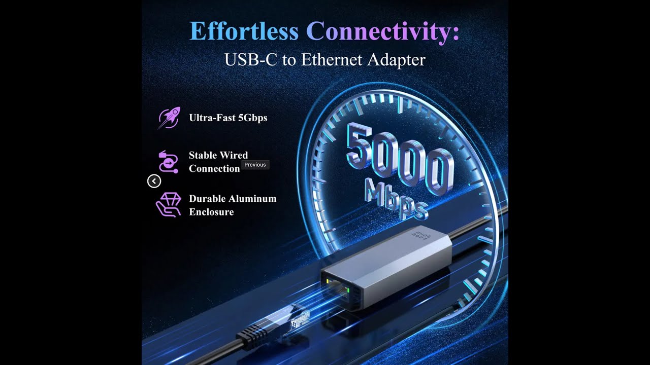 Minthouz USB-C to RJ45 5Gbps Ethernet Adapter