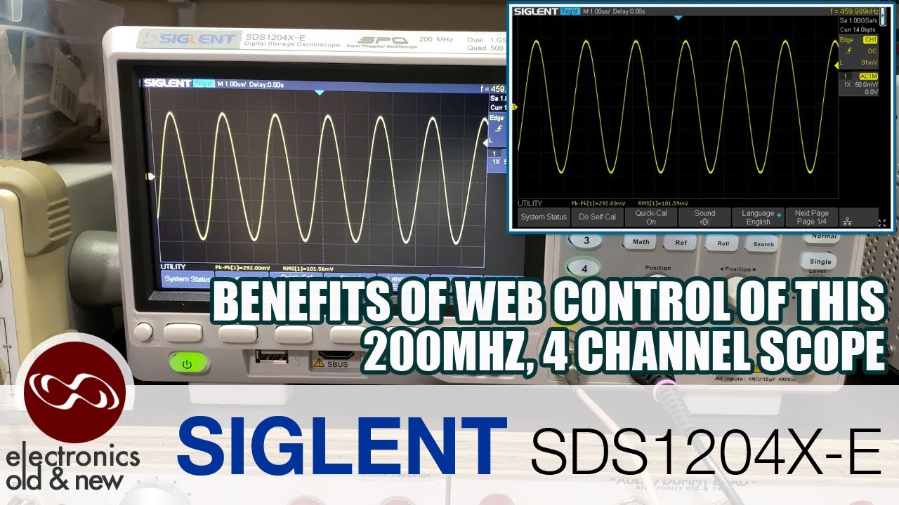 My new Siglent SDS1204X-E, 4 channel 200MHz scope with really useful  Web Control feature.