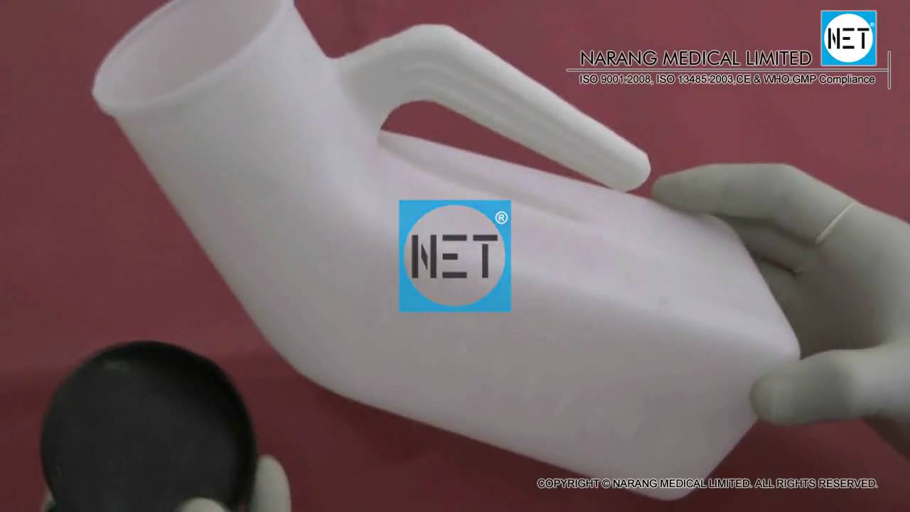 Urinal - Male, Plastic (White HDPE), Graduated with Lid. Item Code: HH925