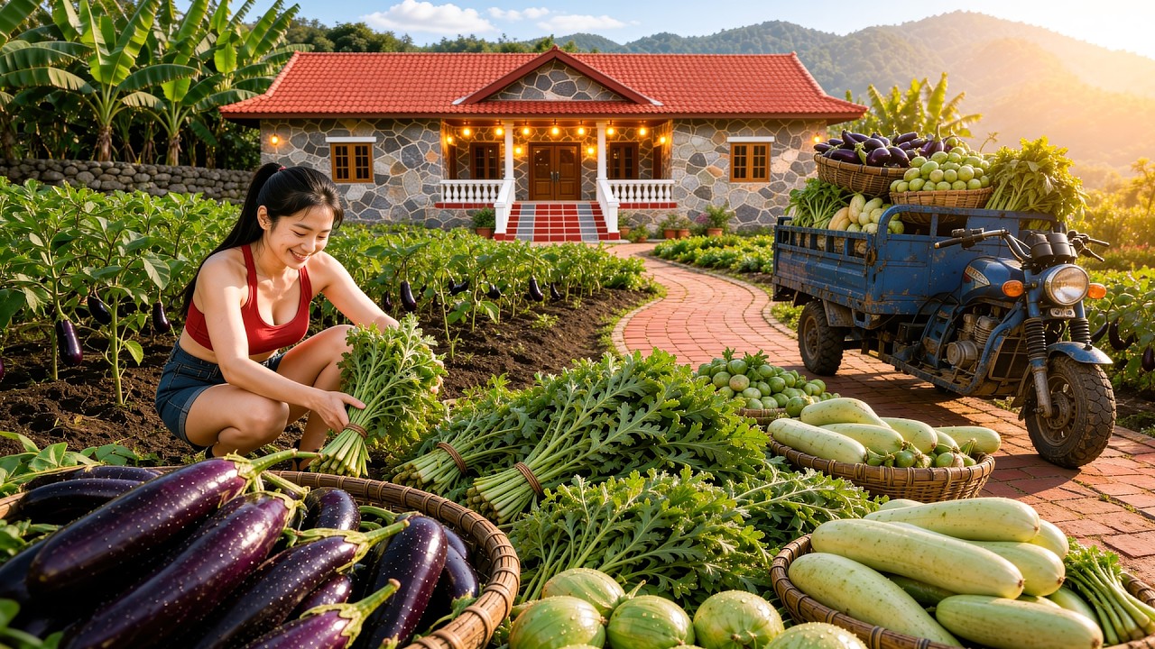 TIMELAPSE &ndash; Harvesting Eggplants, Selling Fresh Veggies | Fertilizing & Growing a New Vegetable Crop