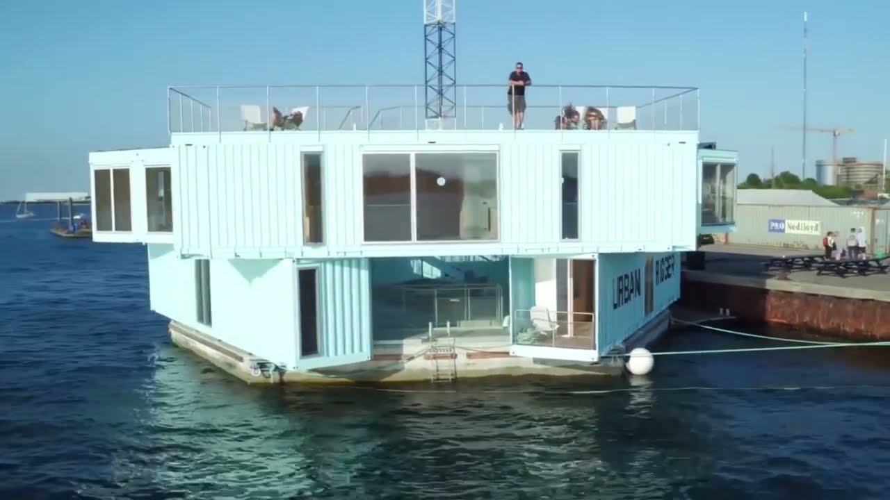 Floating Shipping Container Home with Heat Pump   Urban Rigger by Bjarke Ingels Group