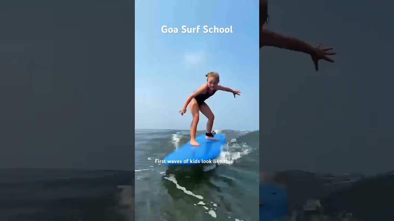 Kids first wave look like this at Goa surf school #surfkids #surfschool #surfcamp #surfphoto #surf