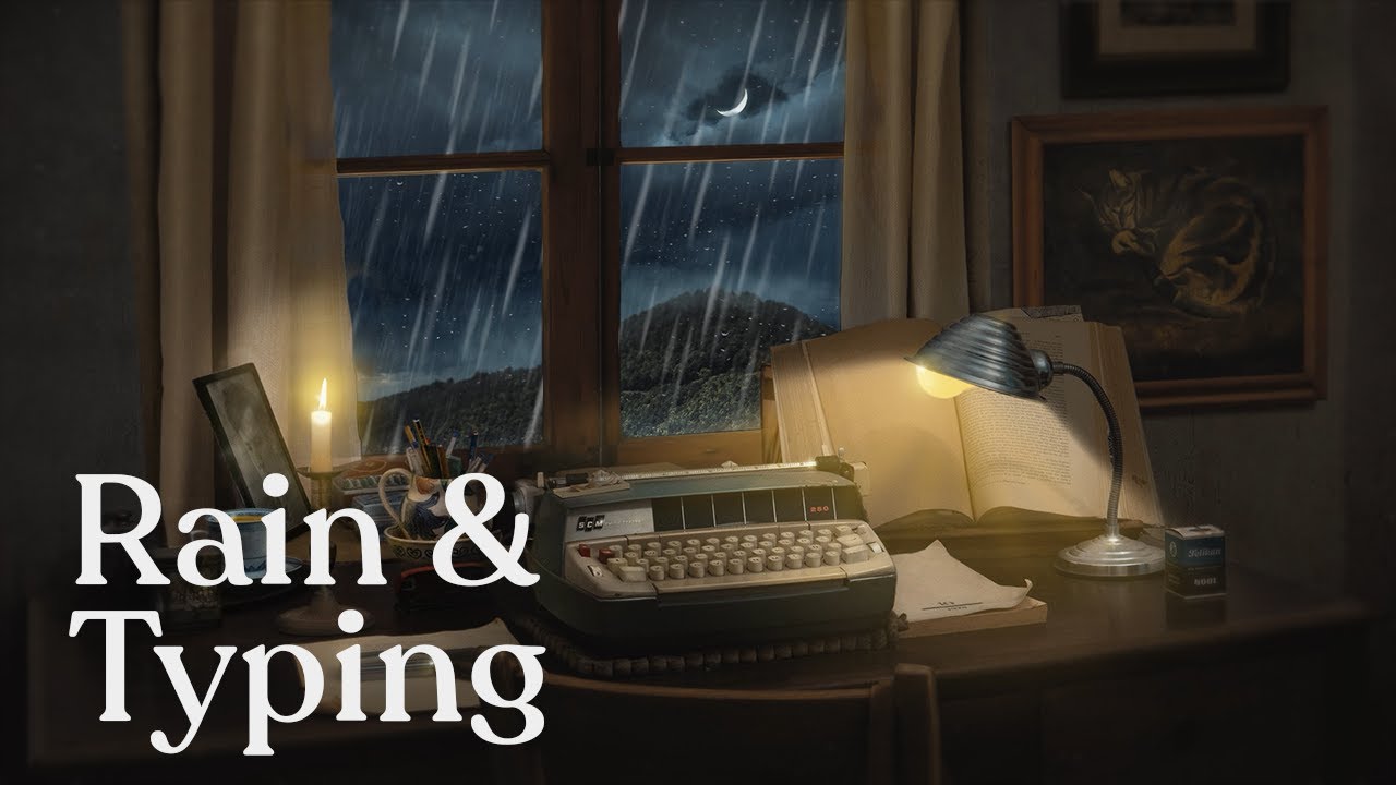 ⚜️ Typewriter ASMR Typing Vintage Ambience: Old Typewriter, Rain, Thunder