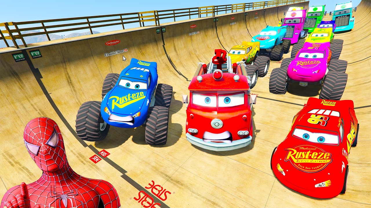 GTA V Superheroes Crazy Race Gameplay Challenge with Super Cars | GTA 5 Spiderman Car Stunt Race #21