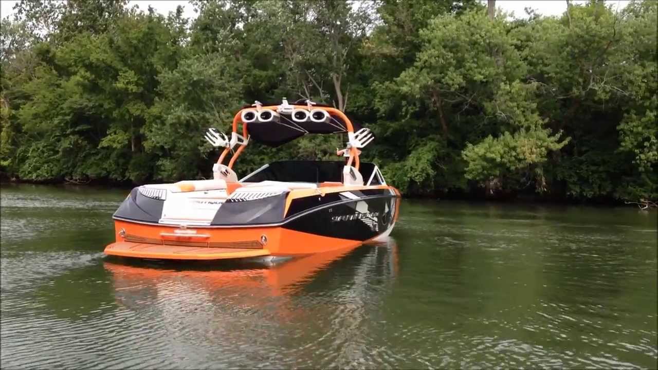 2013 Super Air Nautique G25- Orange Crush/ Silver Cloud/ Black Metallic On Water