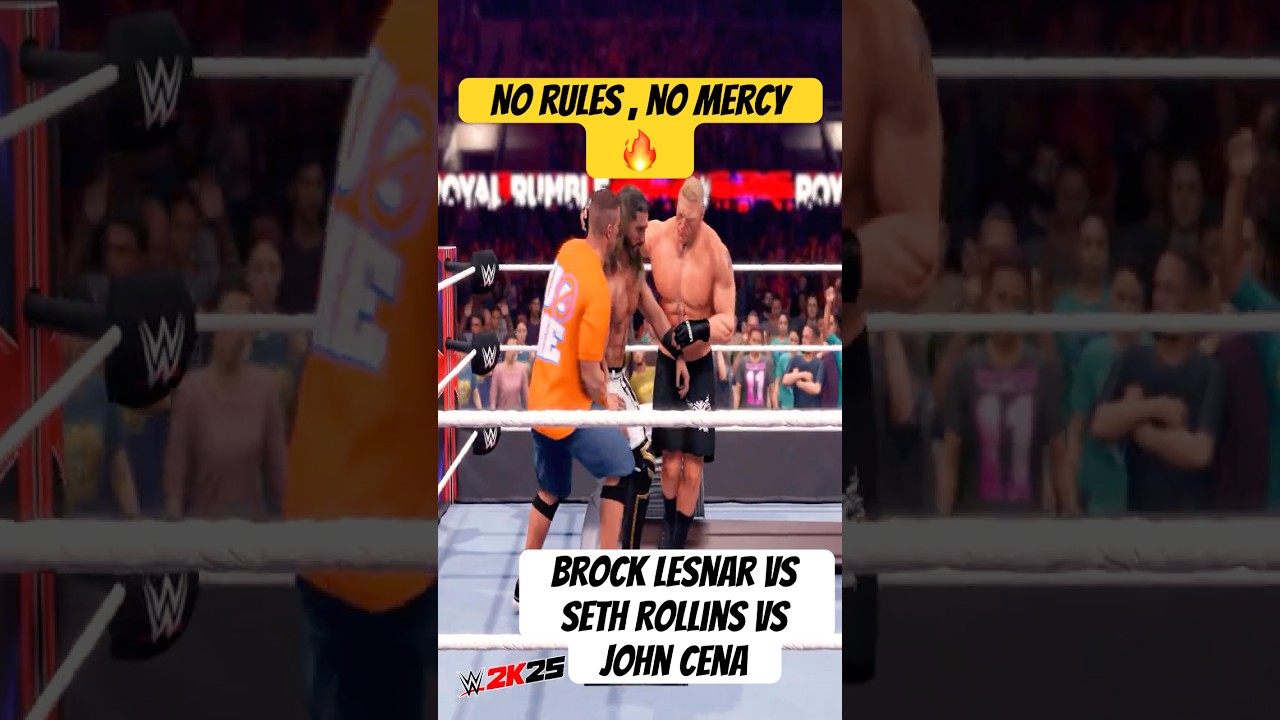 Seth Rollins vs Brock Lesnar vs John Cena &ndash; No Rules, No Mercy !  | WWE 2K25