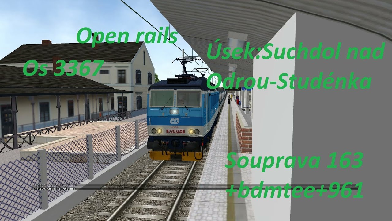 Open Rails 163+Bdmtee+961 Os 3367 trať 270 v úseku Suchdol nad Odrou-Studénka.