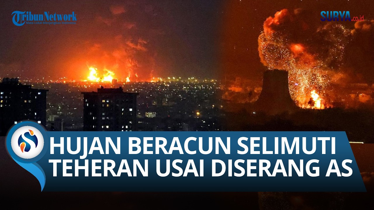 Teheran Diselimuti Asap Usai Depot Minyak Iran Terbakar akibat Serangan Israel, Hujan Hitam Turun!