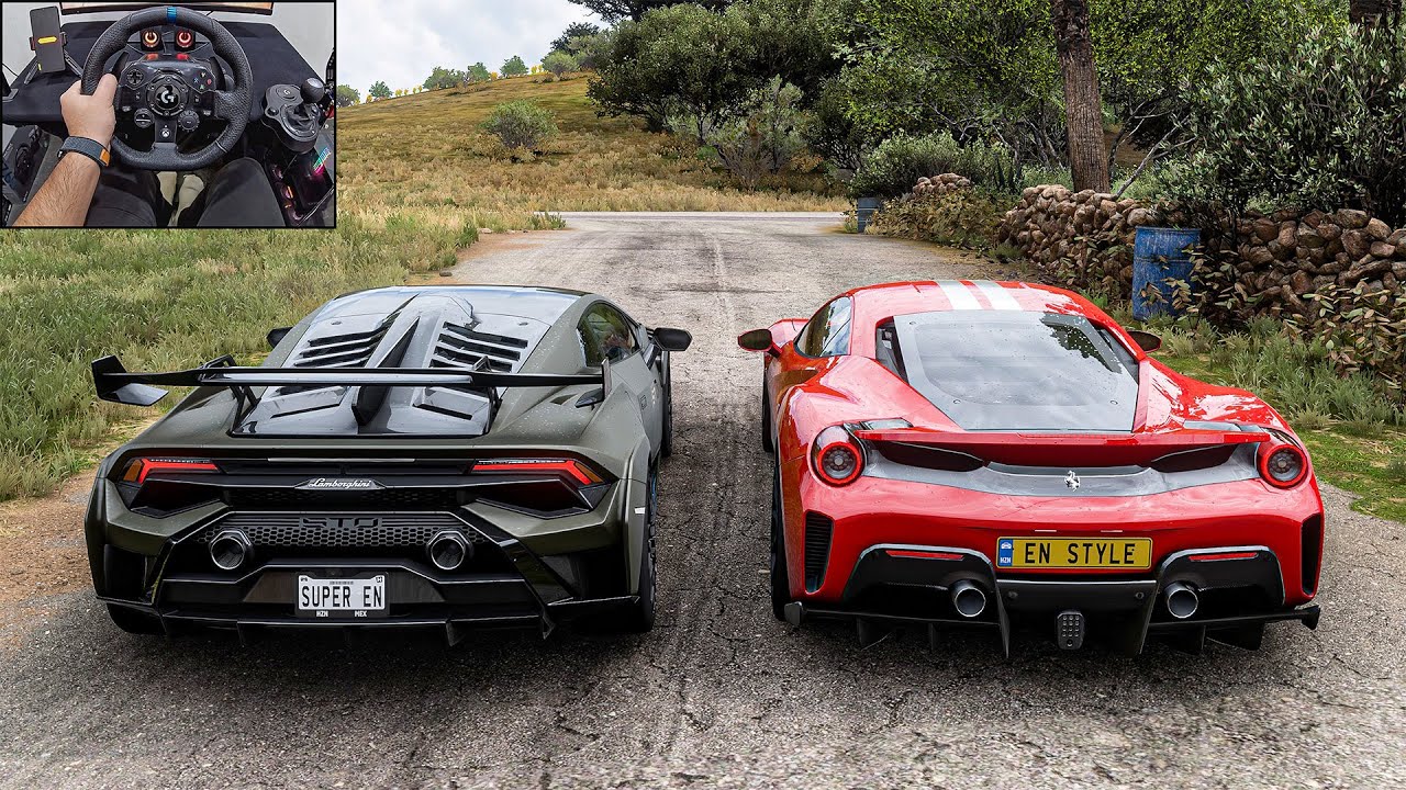 Lamborghini Huracán STO & Ferrari 488 Pista - Forza Horizon 5 | Logitech G923 Steering Wheel