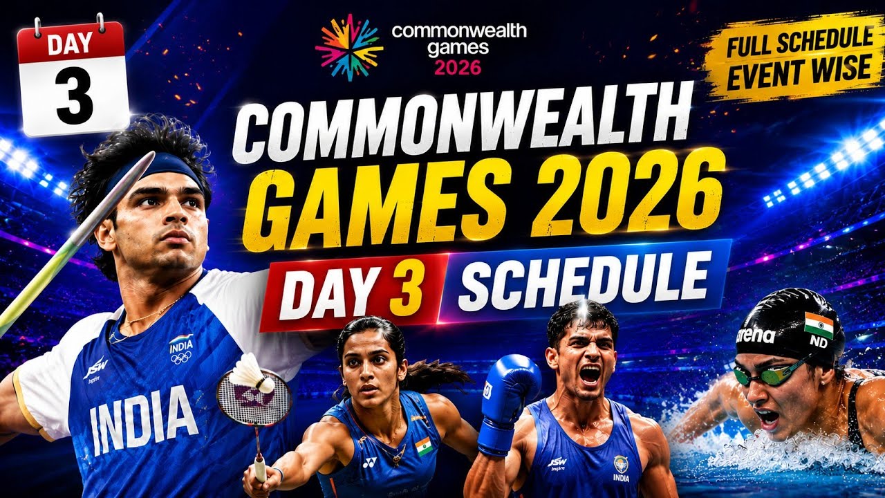 Commonwealth Games 2026 Live - Team India 25 July schedule| CWC 2026 day 3 results| CWC medal tally 
