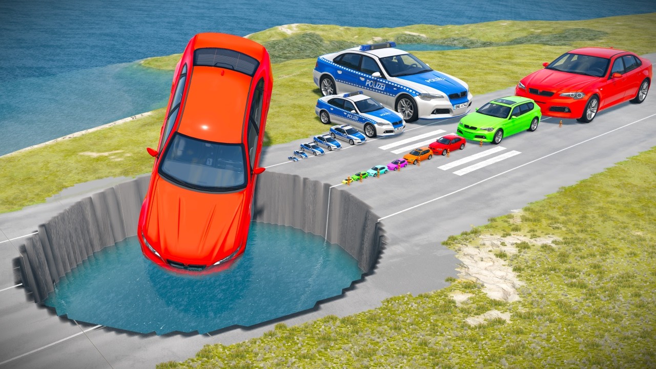 БОЛЬШИЕ И МАЛЕНЬКИЕ МАШИНЫ против ГИГАНТСКОЙ ЯМЫ #217 - BeamNG.drive Ninja BeamNG !