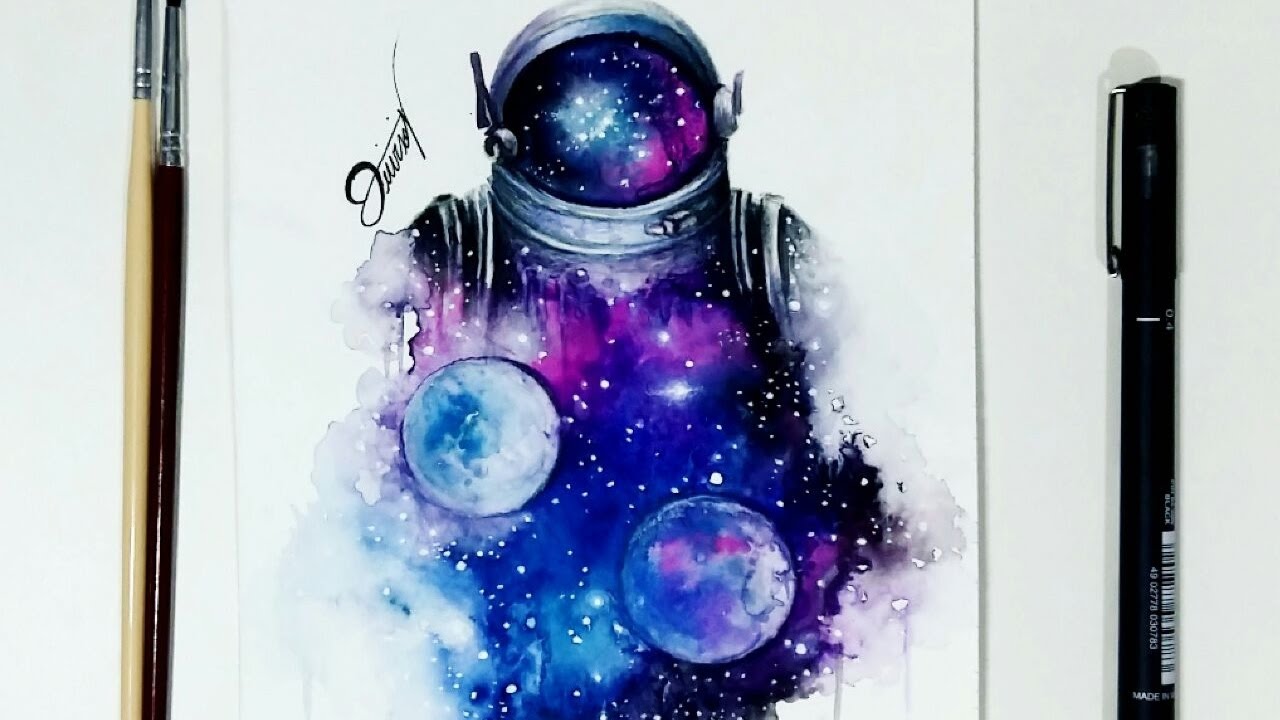Speed Drawing - ASTRONAUT WATERCOLOR【Speedpaint】