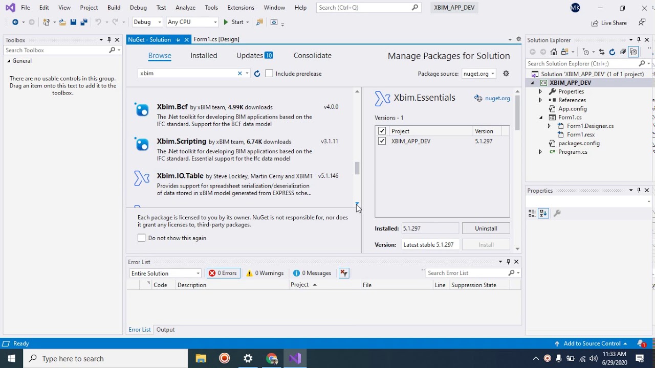 XBIM | Microsoft Visual Studio | C# Coding | Developing XBIM application