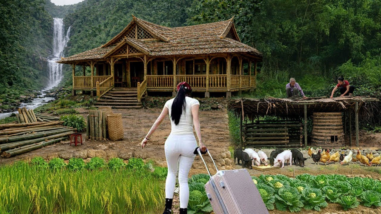 Female CEO leaves city, builds bamboo house and pigsty in forest with 80-year-old man.