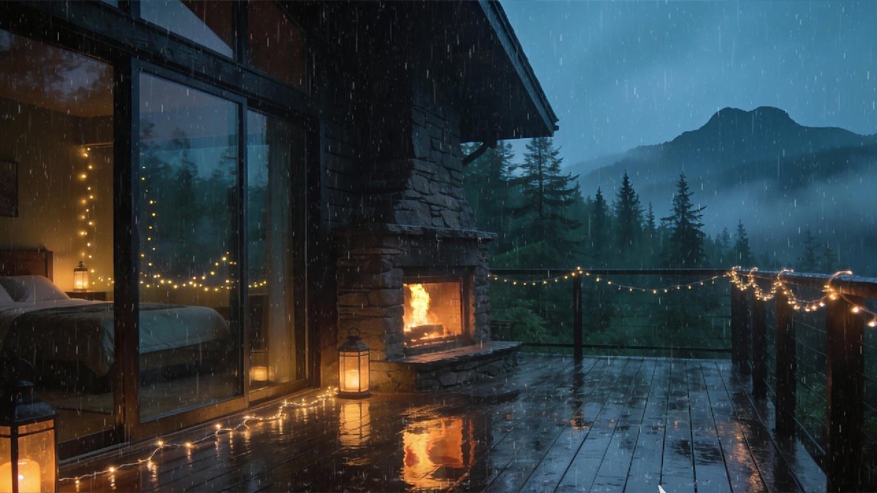 Distant Thunderstorm on Mountain Cabin Porch | Thunder White Noise