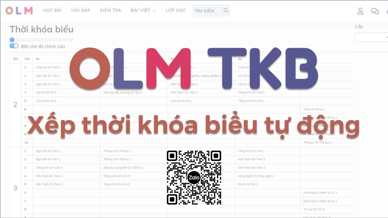 OLM TKB - Xếp thời khóa biểu tự động nhanh chóng