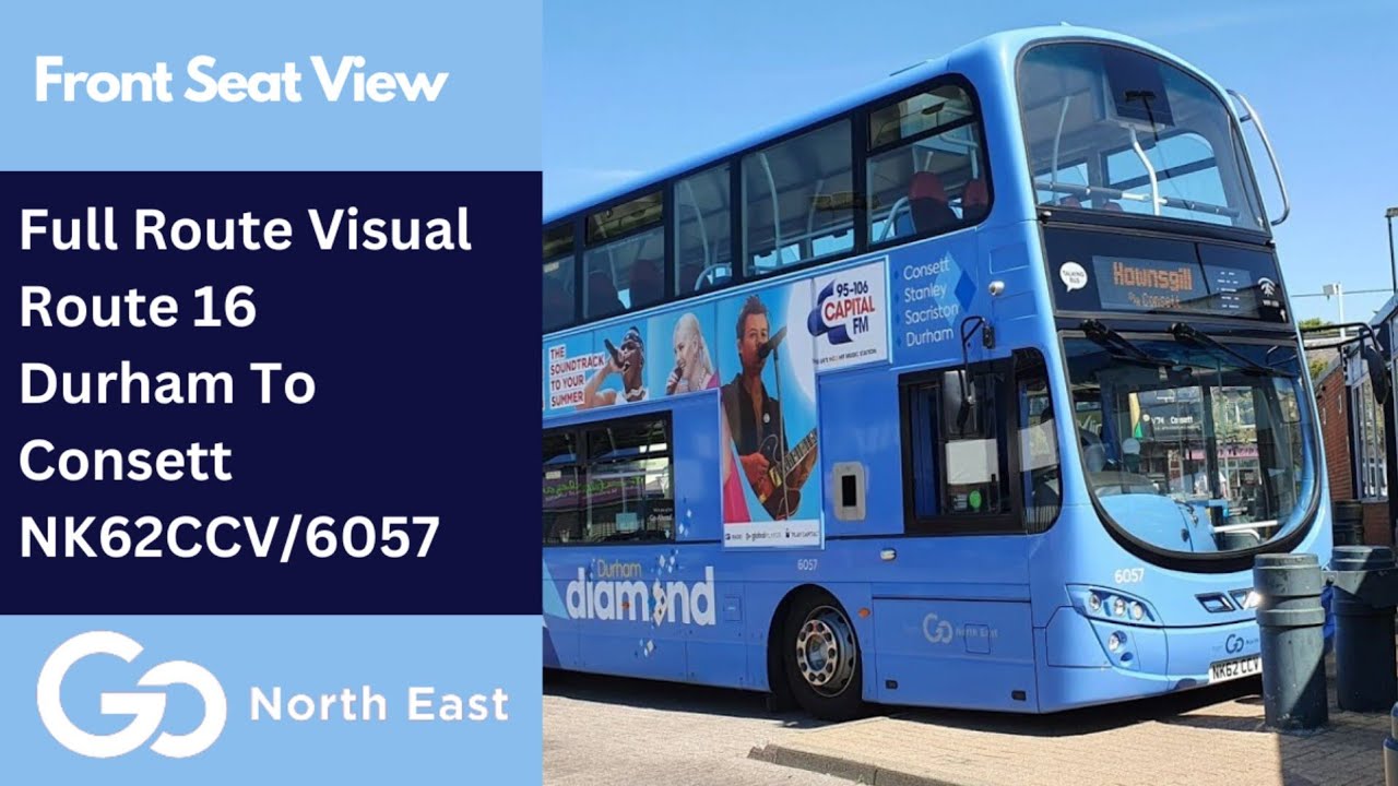 Full Route Visual | Go North East Route 16 - Durham To Consett | NK62CCV/6057