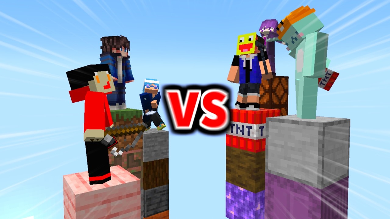 日本1位のマイクラ実力者6人で3vs3の空中柱PVPを行わせた結果アツすぎた!!-マインクラフト【PVP】【びると】