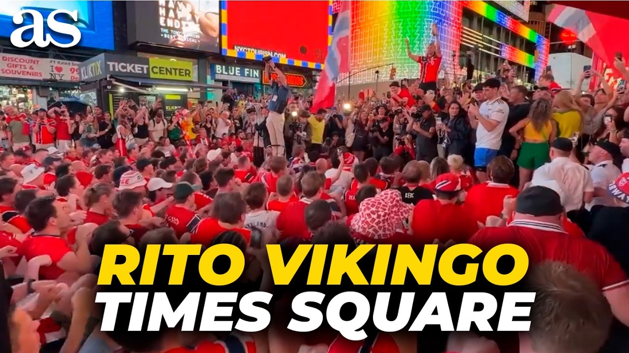 AFICIONADOS de NORUEGA y el ESPECTACUAR RITO VIKINGO en TIMES SQUARE
