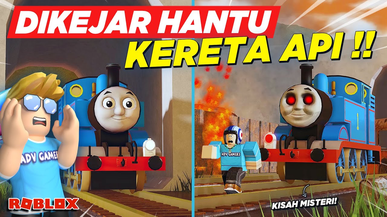 DIKEJAR KERETA API HANTU THOMAS DI TEROWONGAN MISTERIUS !! ROLEPLAY KERETA HORROR - Roblox