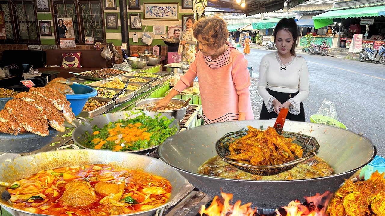 Huge Crowd! Turmeric Fried Fish and 50 Thai Curries from a 40-Year Street Food Master