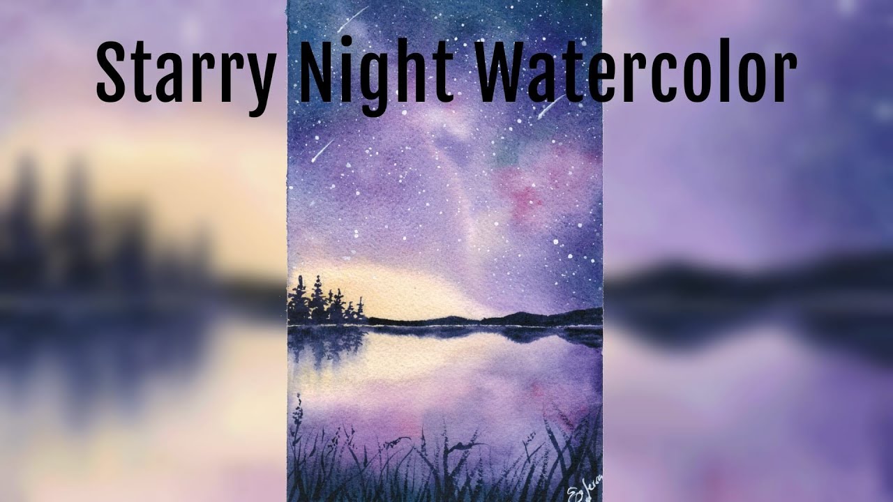 Starry night (galaxy) with watercolors - Tutorial acquerello notte stelle cadenti