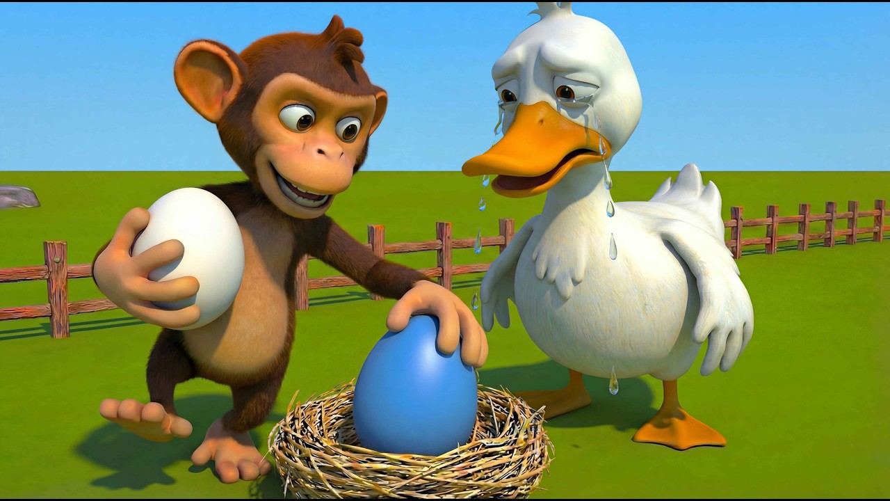 Monkey Thief on Old MacDonald’s Farm! 🥚😱 Duckies Crying