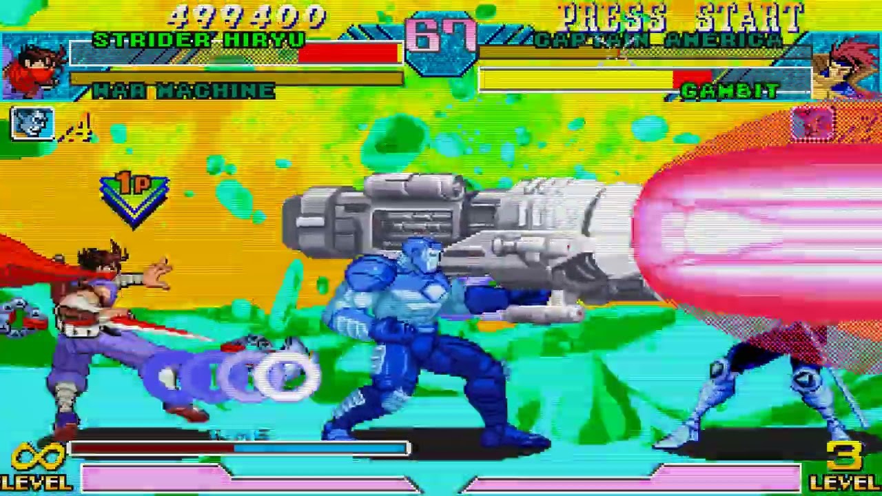 Marvel vs Capcom Arcade mode - Strider Hiryu & War Machine