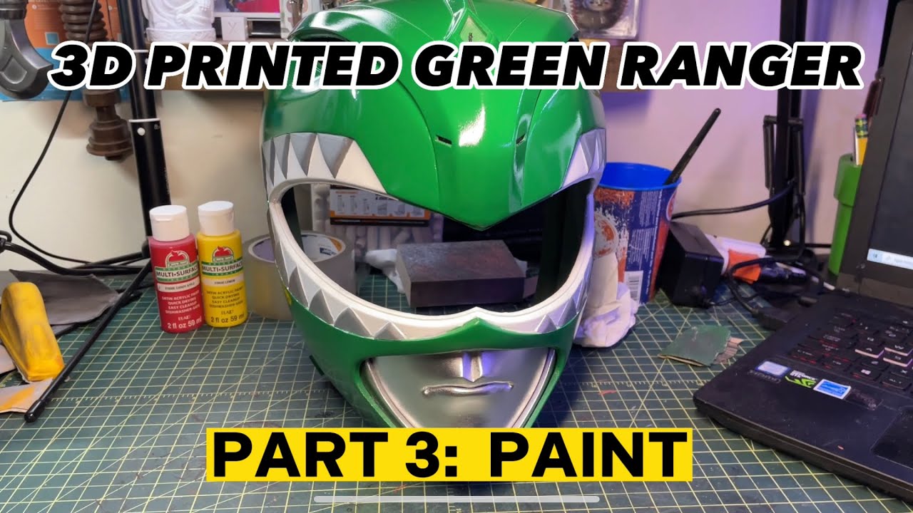Green Power Ranger Helmet | 3D Printed | Part 3 - Painting