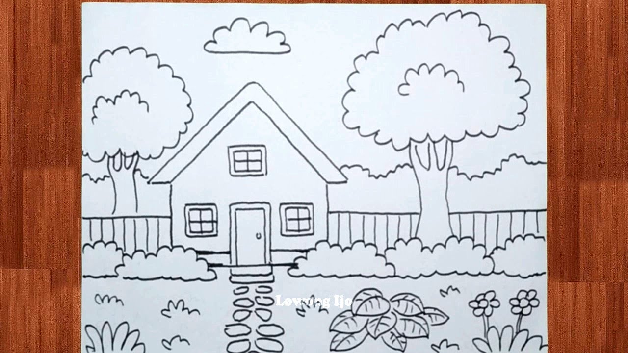 Menggambar rumah yang nudah untuk pemula