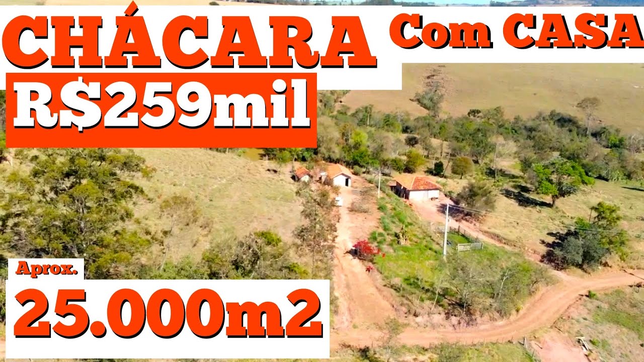 CHÁCARA COM CASA TANQUE DE PEIXES E MINA DE ÁGUA- APROX. 25.000m2 - R$ 259 MIL