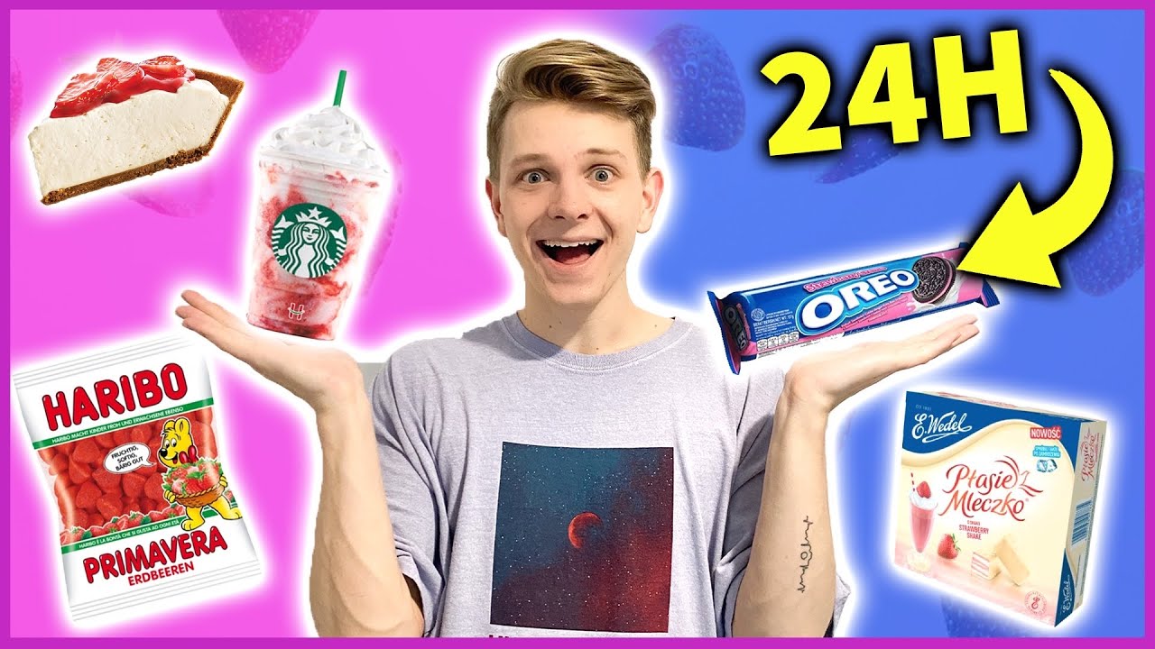 JEM TYLKO TRUSKAWKOWE JEDZENIE PRZEZ 24H!😱🍓 | Dominik Rupiński