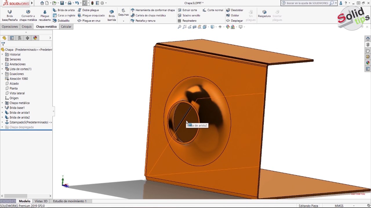 SOLIDWORKS TUTORIAL ➤ Chapa Metálica | Herramienta Conformar Chapa