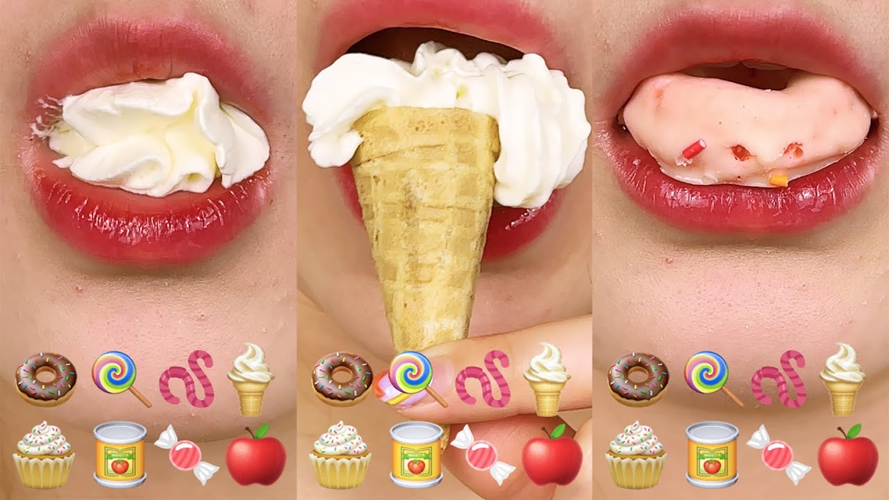【Aira ASMR】Emoji food challenge Ultimate ASMR Foodie Experience!🍭🍎🍦🍬🍩🍟