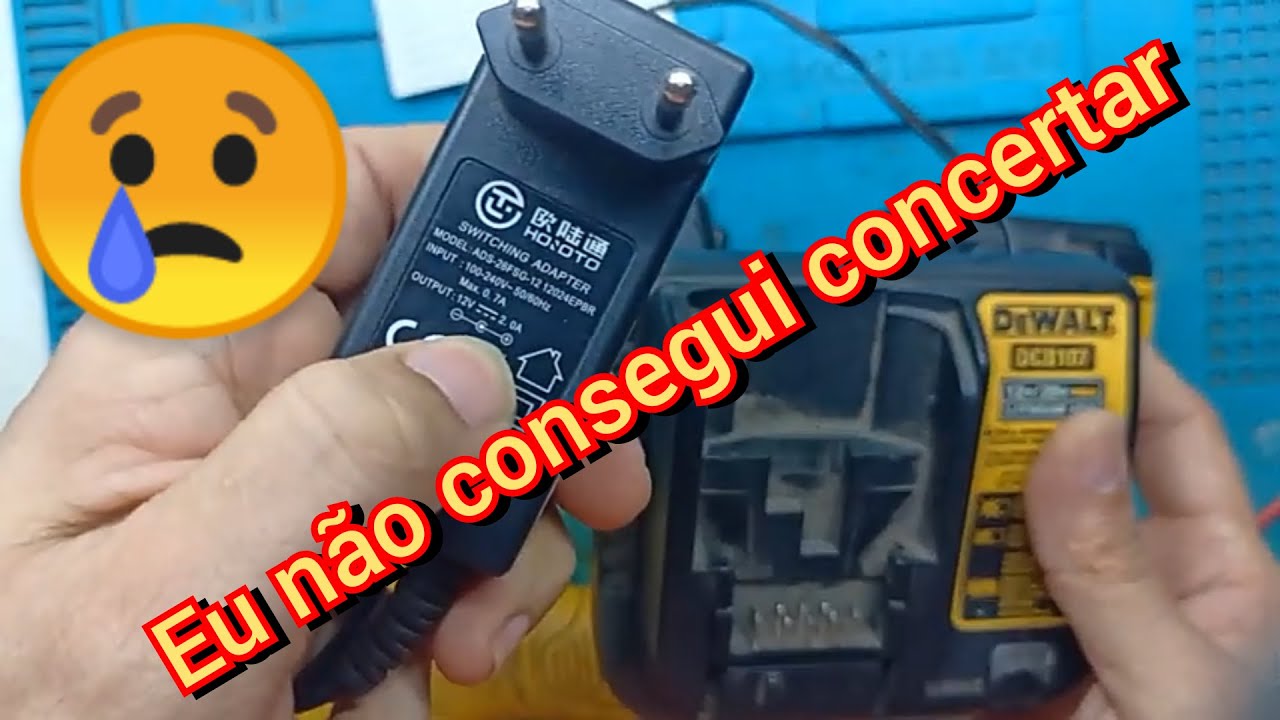 Carregador DeWALT DCB107 não liga, não carrega..  tentativa de reparo, não dei conta de arrumar 😭