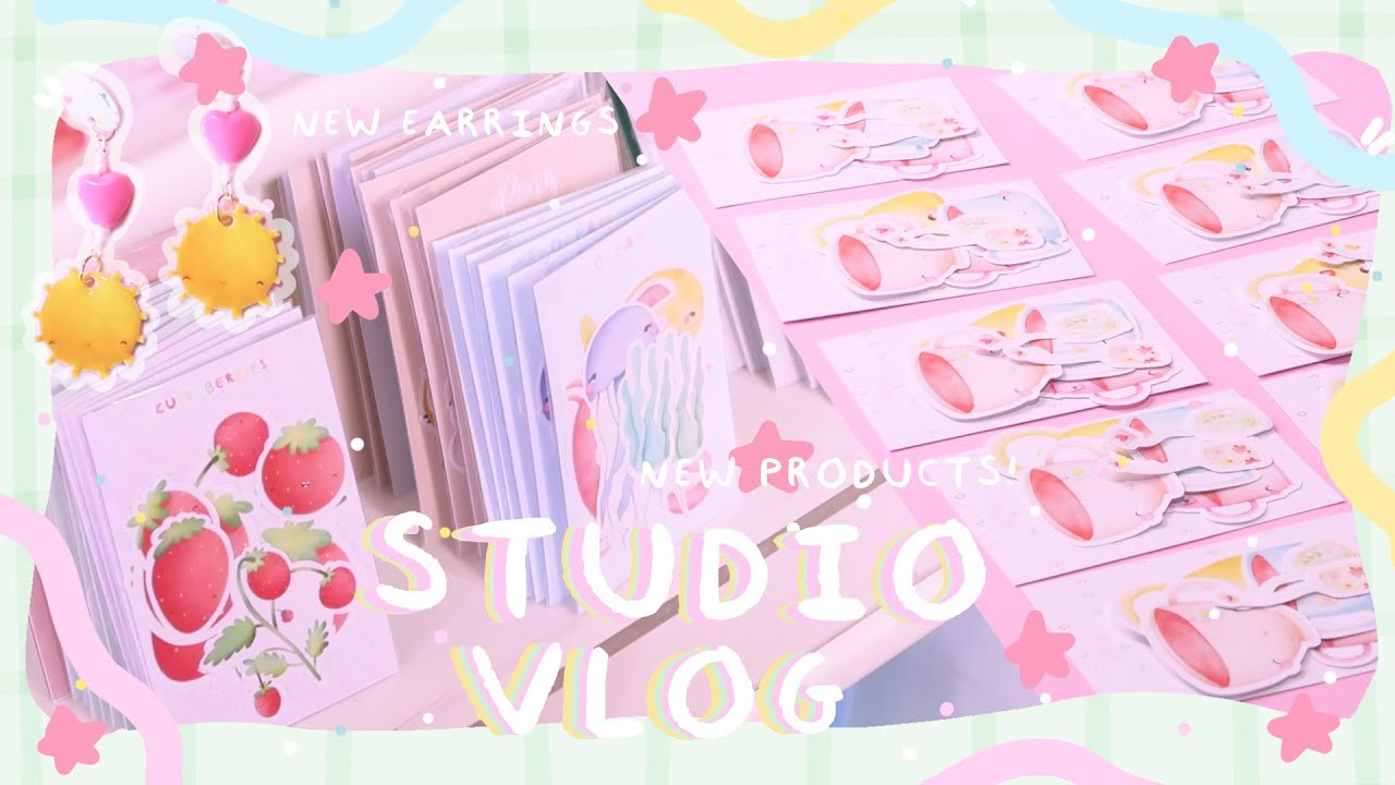 🌼 Making new STICKER PACKS and EARRINGS 🌼 / Full time SHOP OWNER BTS / ILLUSTRATOR STUDIO VLOG