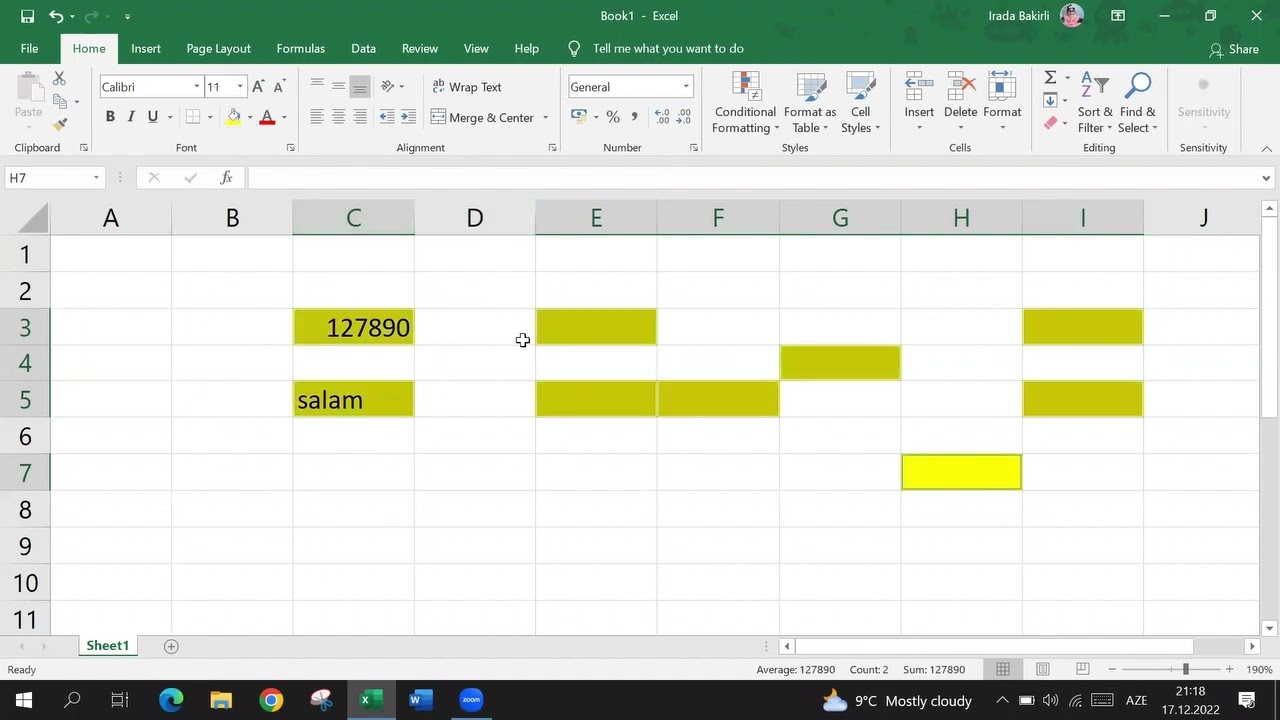 MS Excel 2019 - Əsas anlayışlar (8.1 ,8.2 ,8.4)