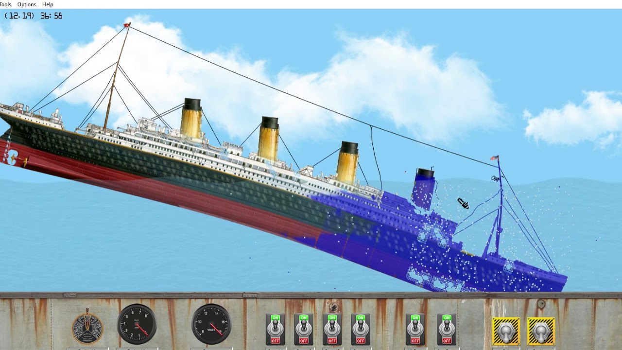Floating sandbox (sinking of the titanic)