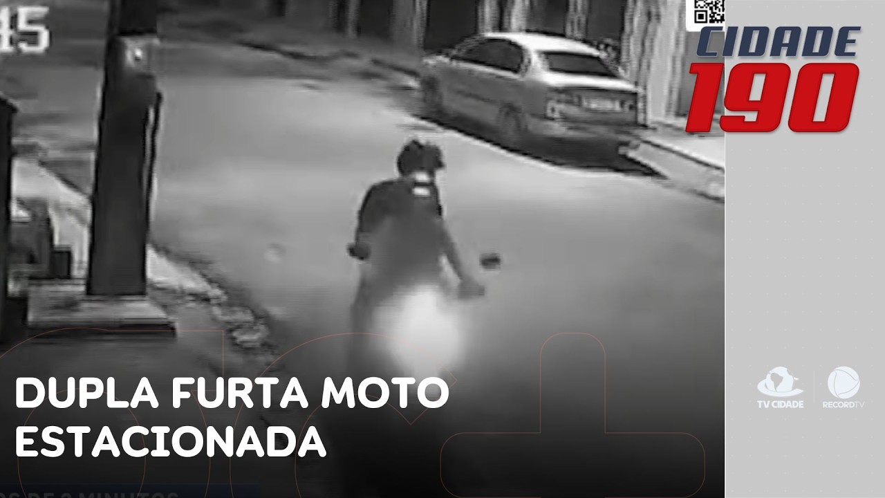 Dupla furta moto estacionada durante a madrugada; é a segunda moto levada da vítima | Cidade 190