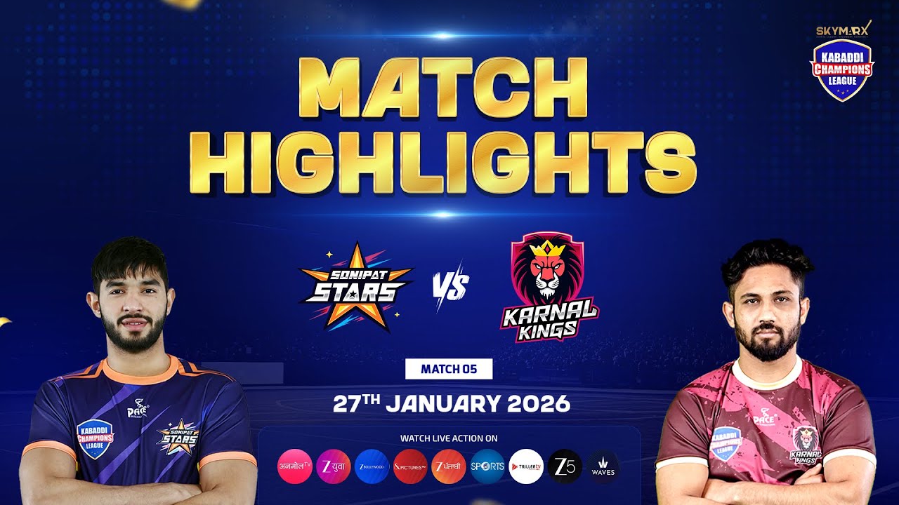 Karnal Kings vs Sonipat Stars Highlights | Kabaddi Champions League | Full Match Action
