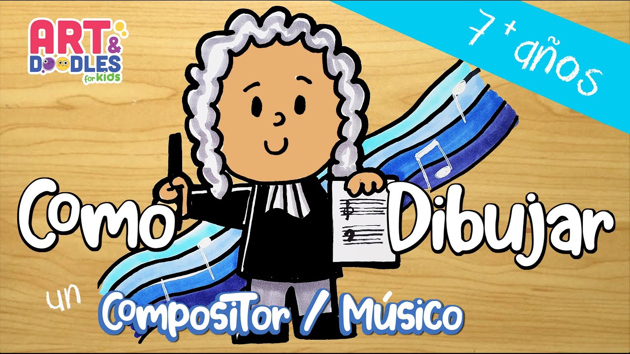 Día del COMPOSITOR para niños  - Como dibujar un compositor / músico - fácil para niños
