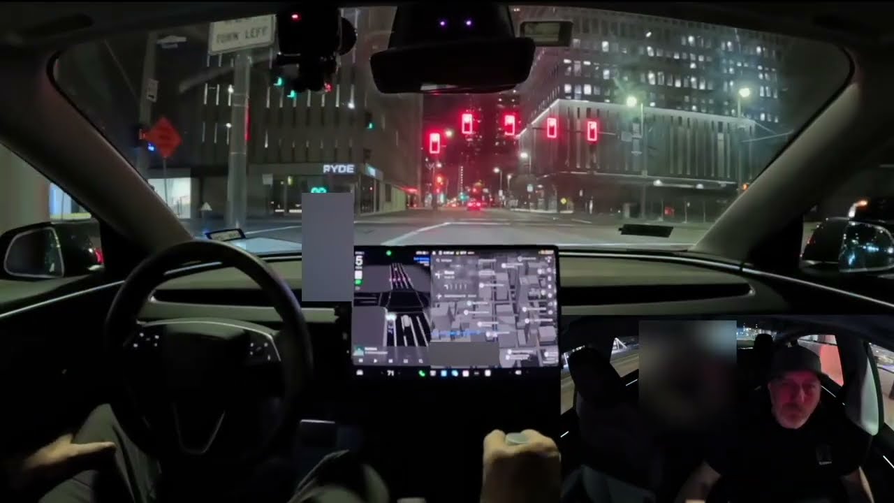 Итоговая подборка нескольких поездок на Uber с Tesla FSD в новогоднюю ночь с версией 14.2.2.2.