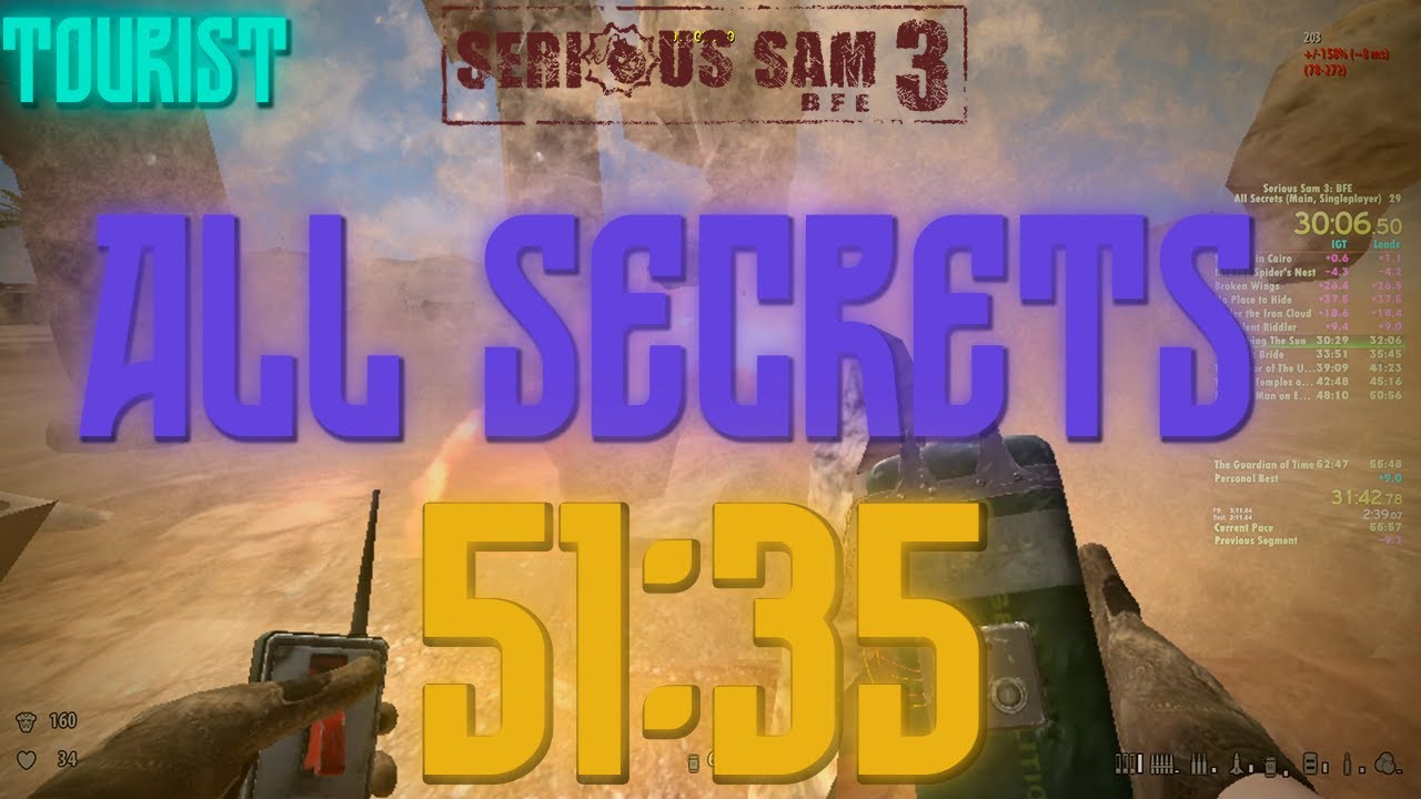 Serious Sam 3: BFE: Speedrun (All Secrets, Tourist) in 51:35 (54:35 w/ loads)